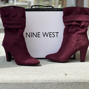 Nine West Geneva Burgundy Mid Calf Boot